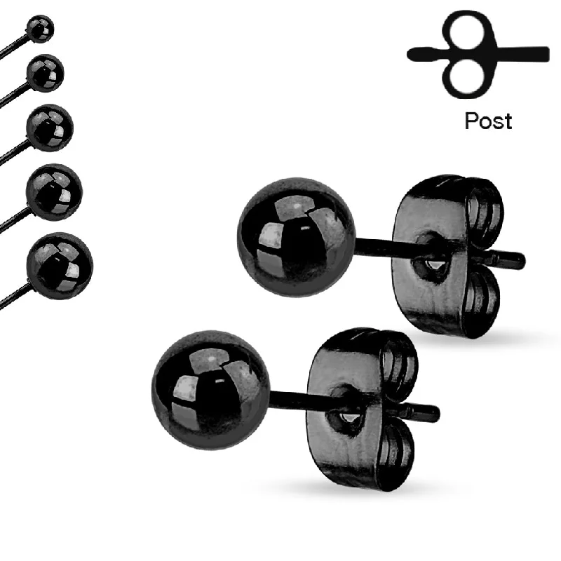 Women's Earrings – Elegant Designs for Every Personality--Black IP 316L Stainless Steel Ball Stud Earrings 3mm to 7mm Sizes Women's Earrings – Elegant Designs for Every Personality--Black IP 316L Stainless Steel Ball Stud Earrings 3mm to 7mm Sizes