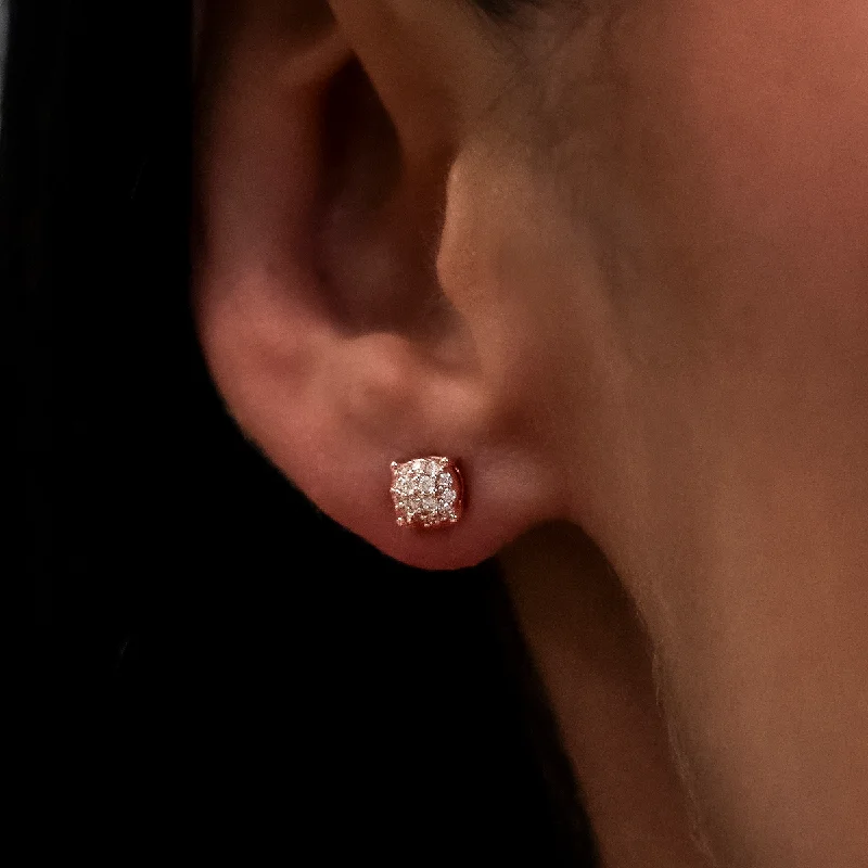 Women's Earrings – Elegant Designs for Every Personality--5mm Pave Round Earrings in Yellow Gold