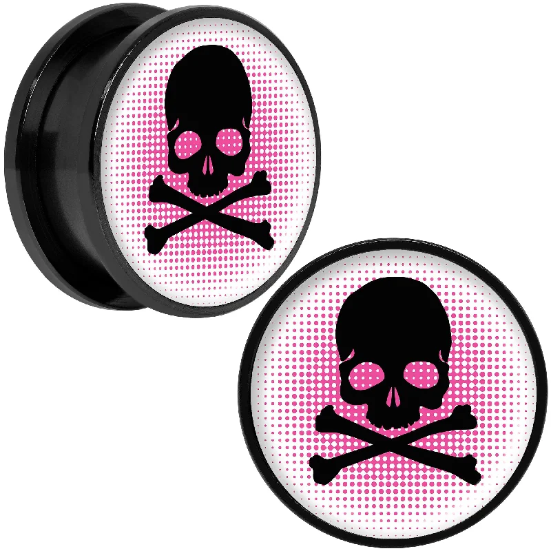 Women's Earrings – Elegant Designs for Every Personality--Pink Black Skull Black Anodized Screw Fit Plug Set 20mm Women's Earrings – Elegant Designs for Every Personality--Pink Black Skull Black Anodized Screw Fit Plug Set 20mm