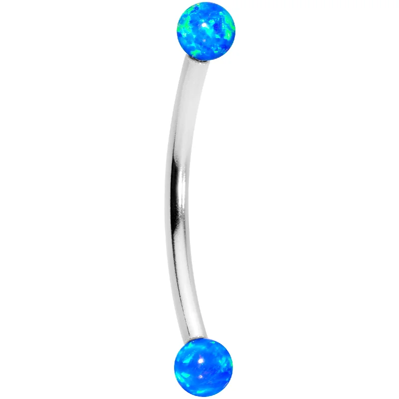 Women's Earrings – Elegant Designs for Every Personality--16 Gauge 9/16 3mm Blue Synthetic Opal Curved Barbell