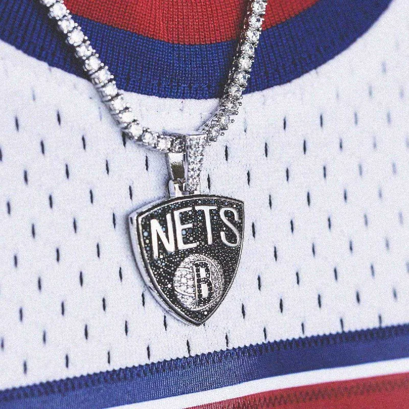 Exclusive Men's Necklaces & Pendants for the Modern Gentleman-Brooklyn Nets Official NBA Logo Pendant in White Gold Exclusive Men's Necklaces & Pendants for the Modern Gentleman-Brooklyn Nets Official NBA Logo Pendant in White Gold