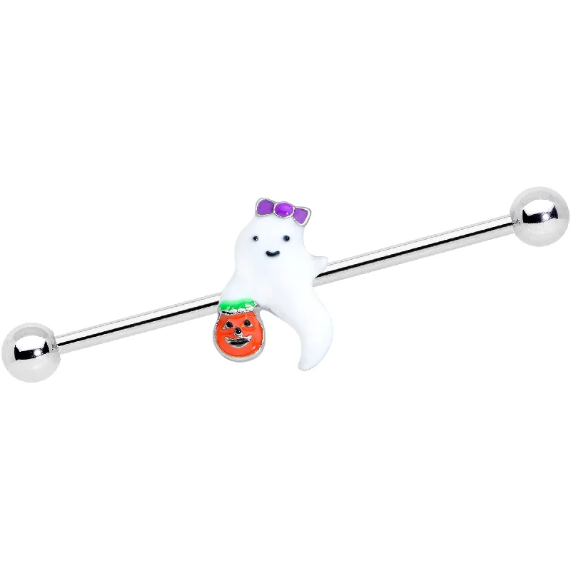 Women's Earrings – Elegant Designs for Every Personality--14 Gauge Trick or Treat Bow Ghost Halloween Industrial Barbell 38mm Women's Earrings – Elegant Designs for Every Personality--14 Gauge Trick or Treat Bow Ghost Halloween Industrial Barbell 38mm