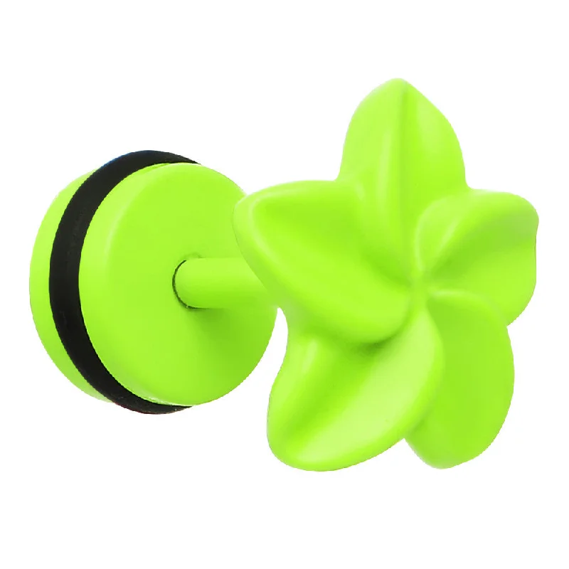 Women's Earrings – Elegant Designs for Every Personality--Green Neon Enamel Swirling Star Cheater Plug