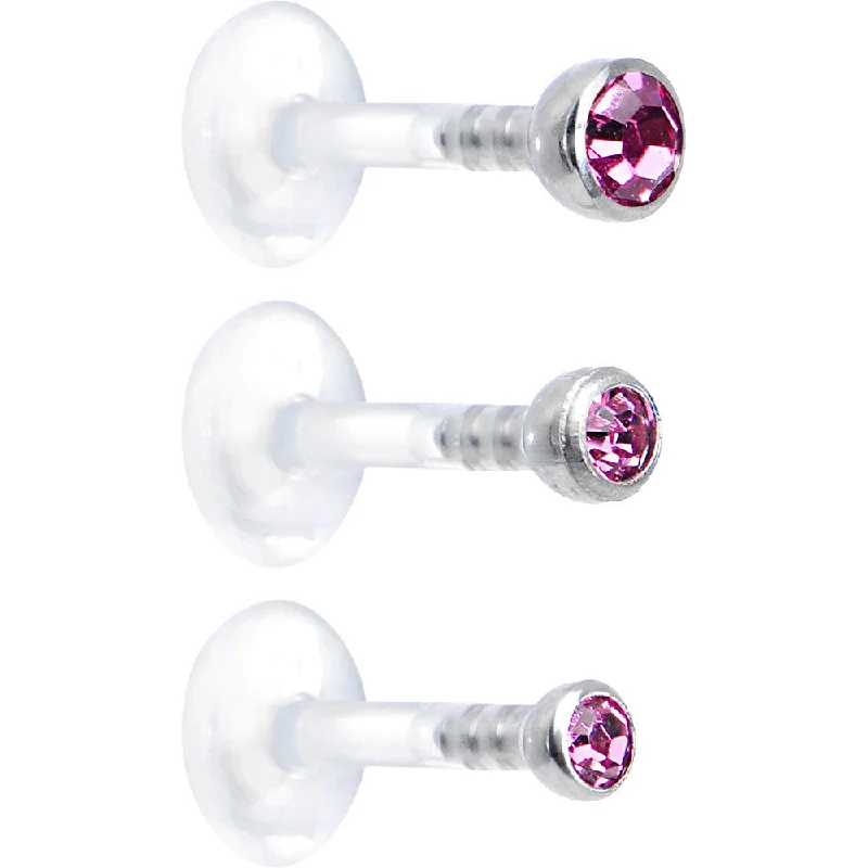 Women's Earrings – Elegant Designs for Every Personality--16 Gauge 1/4 Pink Gem Bioplast Triple Forward Helix Barbell 3 Pack Set Women's Earrings – Elegant Designs for Every Personality--16 Gauge 1/4 Pink Gem Bioplast Triple Forward Helix Barbell 3 Pack Set
