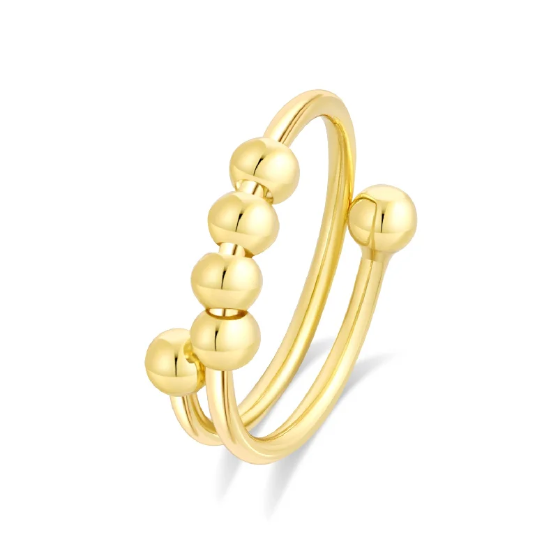 Chic Women's Rings for Fashion-Forward Looks-Gold Bead Fidget Ring