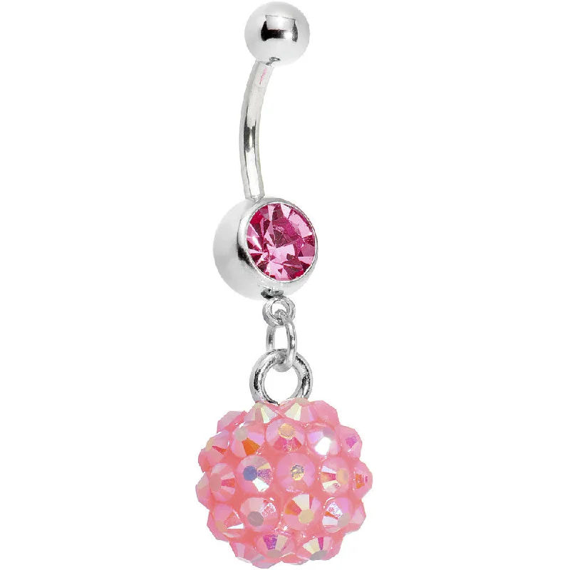 Stylish Belly Rings for Exclusive Appeal -Baby Pink Gem Cluster Belly Ring