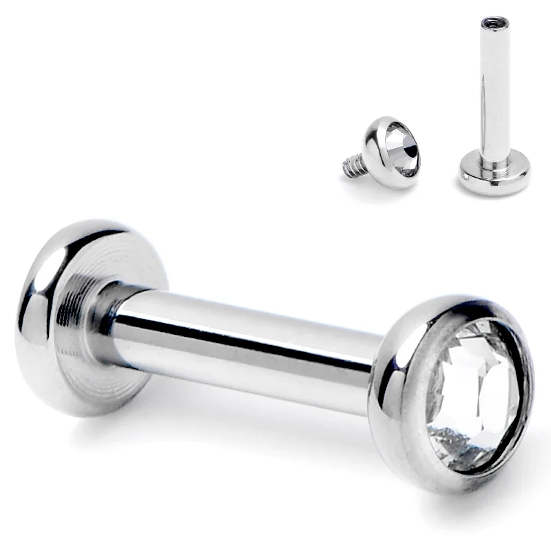 Comfortable Lip Rings for Fashionable Look16 Gauge 1/4 Clear CZ Gem ASTM F-136 Implant Grade Titanium Internally Threaded Labret Comfortable Lip Rings for Fashionable Look16 Gauge 1/4 Clear CZ Gem ASTM F-136 Implant Grade Titanium Internally Threaded Labret