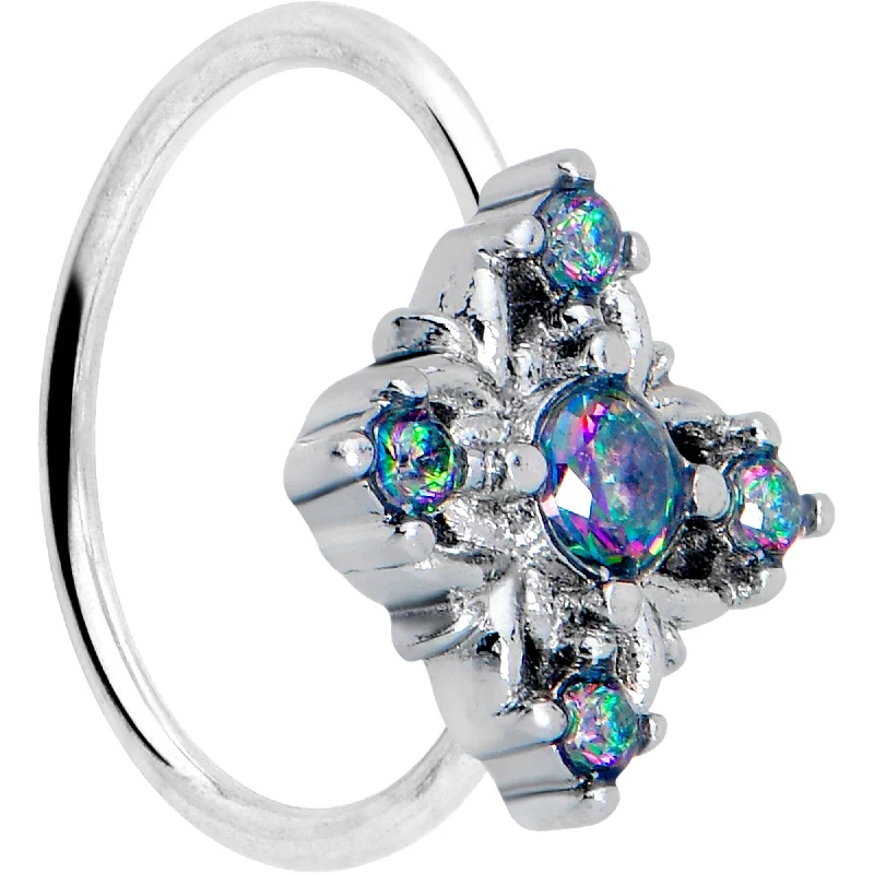 Nose Rings with Gold Finish -20 Gauge 5/16 Vitrail CZ Gem Beauty Cross Nose Hoop