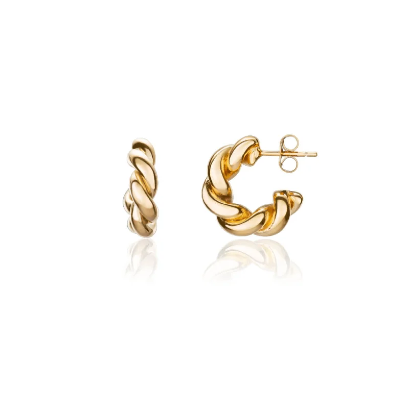 Women's Earrings – Elegant Designs for Every Personality--Twisted Huggie Hoop Earrings (Gold)