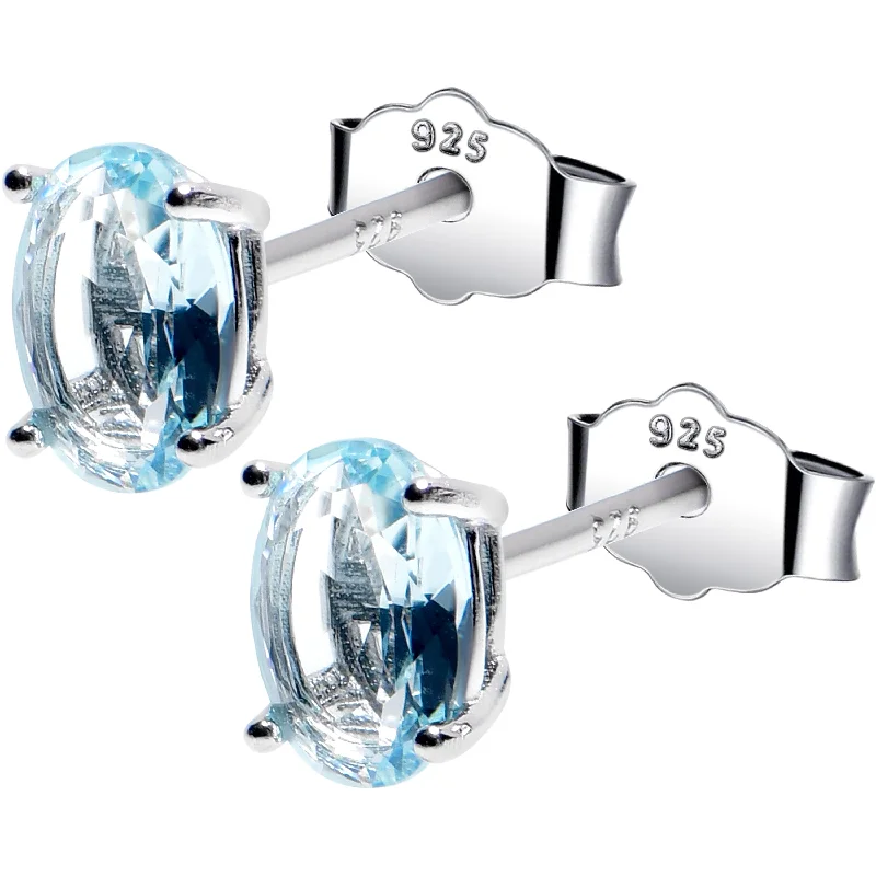 Women's Earrings – Elegant Designs for Every Personality--4mm CZ Oval 925 Sterling Silver March Birthstone Stud Earrings Women's Earrings – Elegant Designs for Every Personality--4mm CZ Oval 925 Sterling Silver March Birthstone Stud Earrings