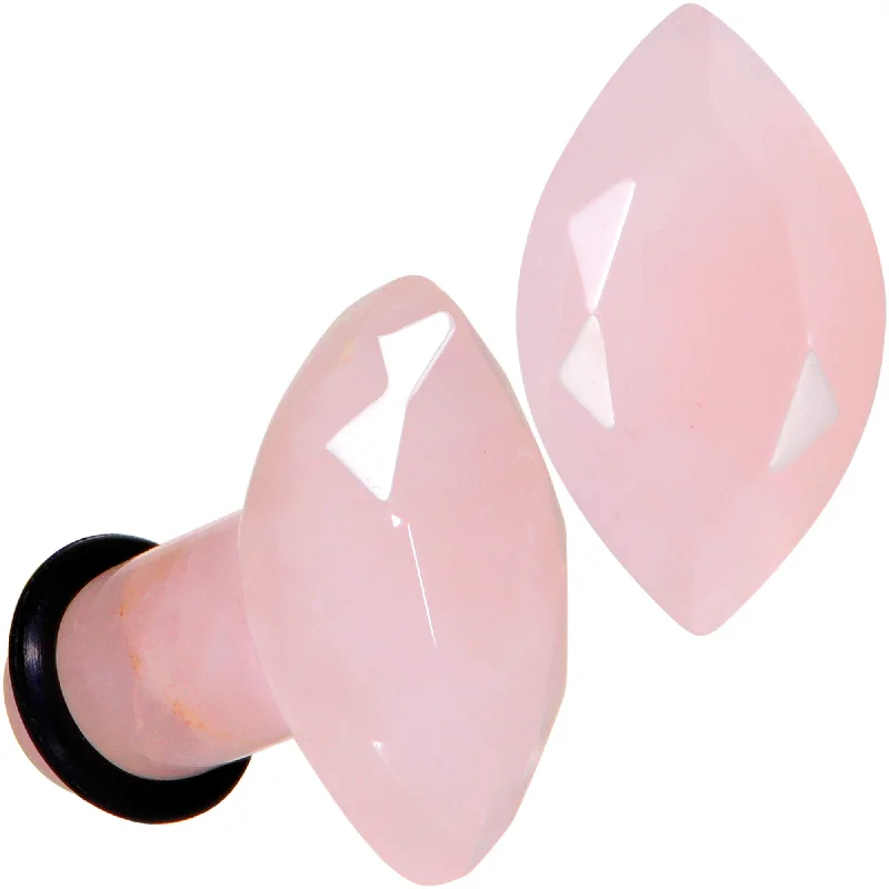 Women's Earrings – Elegant Designs for Every Personality--Rose Quartz Faceted Single Flare Plug Set 6mm to 25mm Sizes