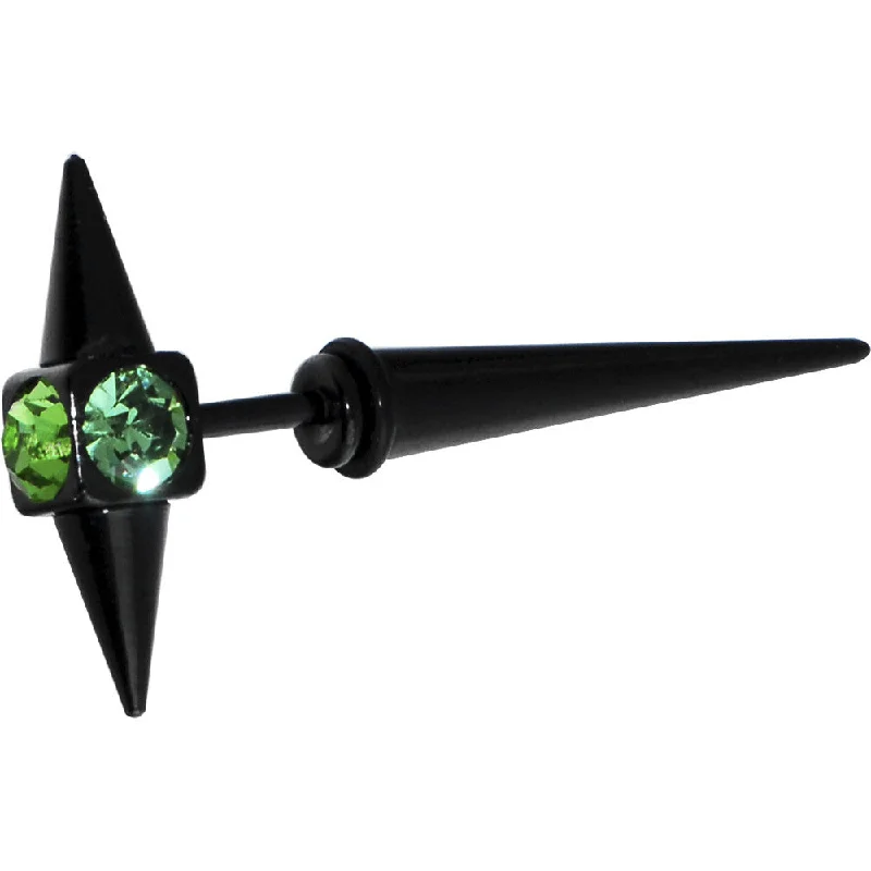 Women's Earrings – Elegant Designs for Every Personality--Black Acrylic Green Gem Spike Fake Taper Ear Plug