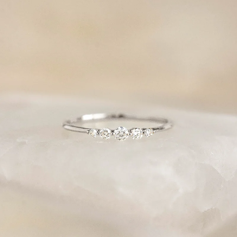 Chic Women's Rings for Fashion-Forward Looks-Graduated Diamond Ring White Gold - Dahlia