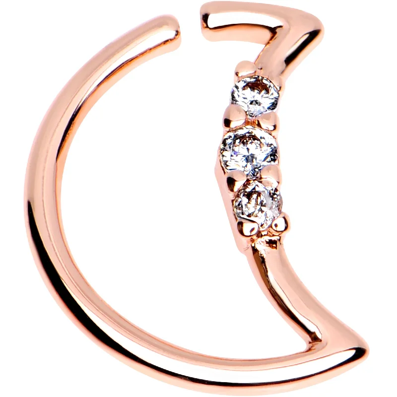 Women's Earrings – Elegant Designs for Every Personality--Clear CZ Triple Gem old Plated Moon Right Daith Cartilage Tragus
