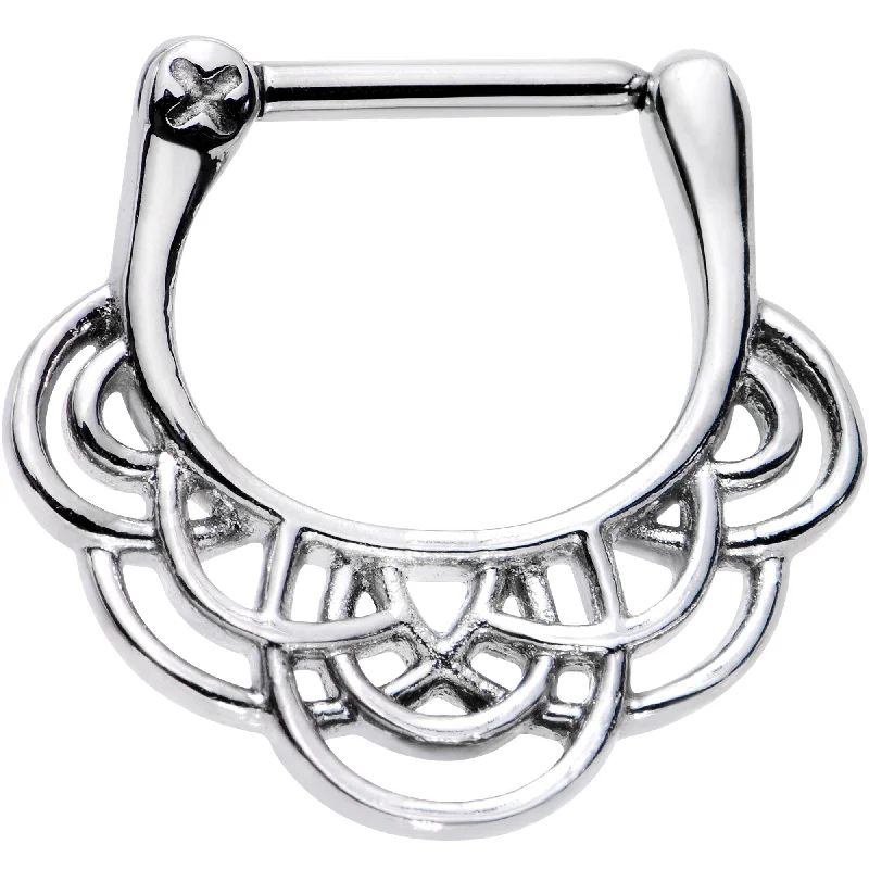 Nose Rings with Sparkling Diamonds -16 Gauge 5/16 Simple Style Swirl Septum Clicker