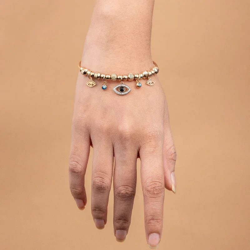 Women's Earrings – Elegant Designs for Every Personality--Rose Gold Multi Evil Eye Bracelet