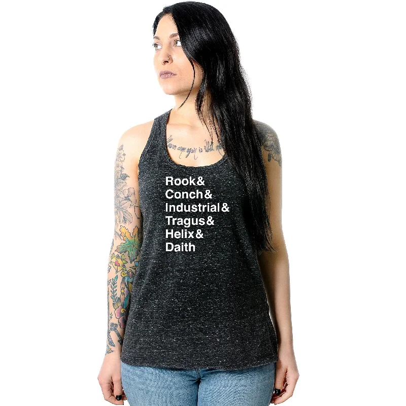 Women's Earrings – Elegant Designs for Every Personality--Rook & Conch & Industrial & Tragus & Helix & Daith Black Gray Cosmic Twist Back Tank Top Women's Earrings – Elegant Designs for Every Personality--Rook & Conch & Industrial & Tragus & Helix & Daith Black Gray Cosmic Twist Back Tank Top