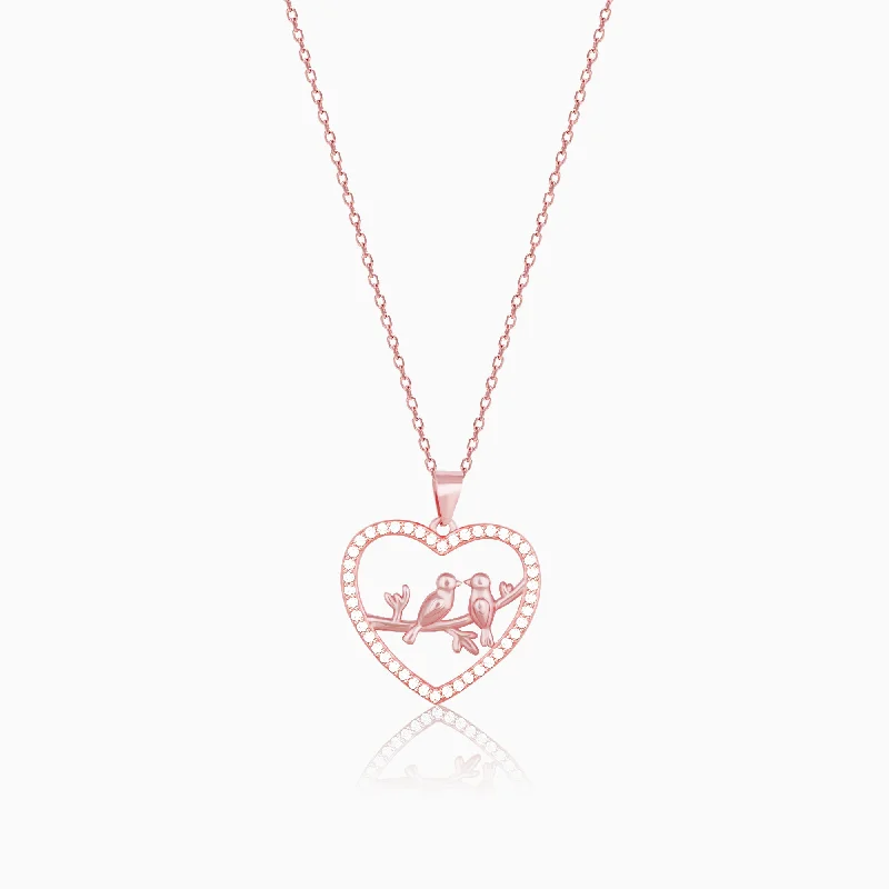 Shop Classic Women's Necklaces & Pendants with a Modern Twist-Rose Gold Love Birds Pendant With Link Chain Shop Classic Women's Necklaces & Pendants with a Modern Twist-Rose Gold Love Birds Pendant With Link Chain