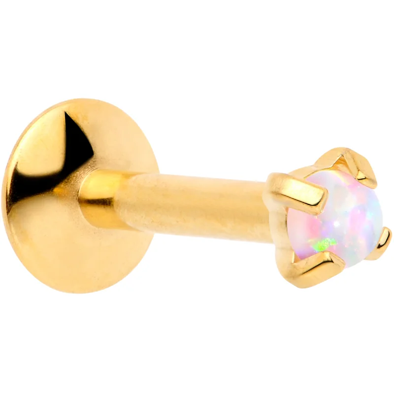 Lip Rings for Unique Fashion Statement16G 1/4 2mm Syn Opal Gold G23 Titanium Internal Thread Labret Lip Rings for Unique Fashion Statement16G 1/4 2mm Syn Opal Gold G23 Titanium Internal Thread Labret