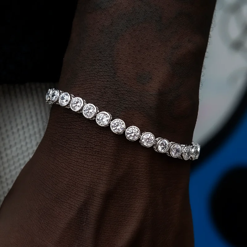 Vintage Bracelets for Men-Bezel Tennis Bracelet in White Gold- 5mm