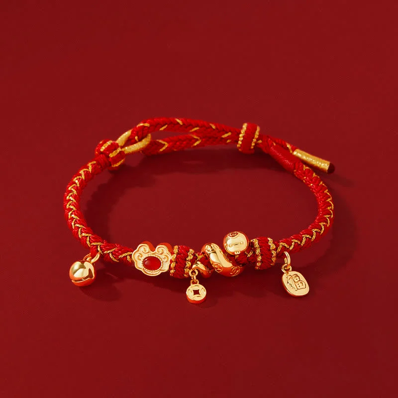 Men's Stretch Bracelets-Buddha Stones Red String Red Agate Fu Character Year Of The Snake Protection Braided Bracelet Men's Stretch Bracelets-Buddha Stones Red String Red Agate Fu Character Year Of The Snake Protection Braided Bracelet