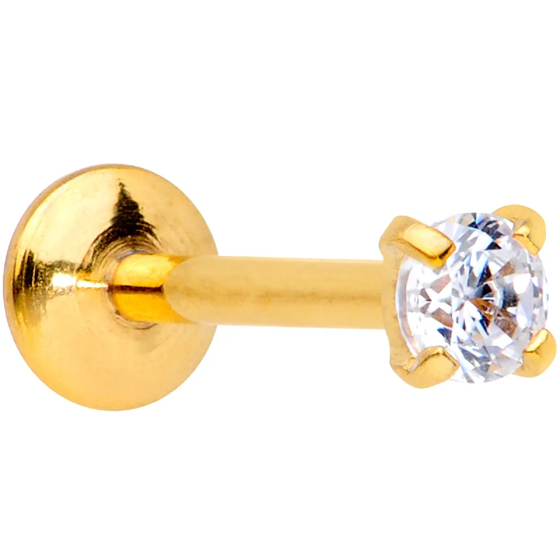 Nose Rings with Round Designs -20 Gauge 1/4 CZ Gem Gold PVD 2mm Threadless Push In Labret Tragus Nose Rings with Round Designs -20 Gauge 1/4 CZ Gem Gold PVD 2mm Threadless Push In Labret Tragus