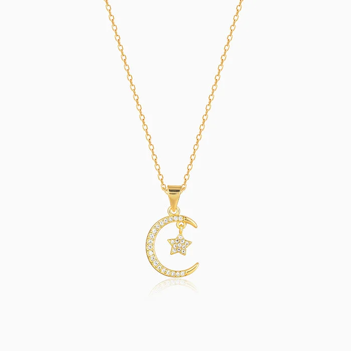 Shop Classic Women's Necklaces & Pendants with a Modern Twist-Golden Moon Star Pendant Shop Classic Women's Necklaces & Pendants with a Modern Twist-Golden Moon Star Pendant