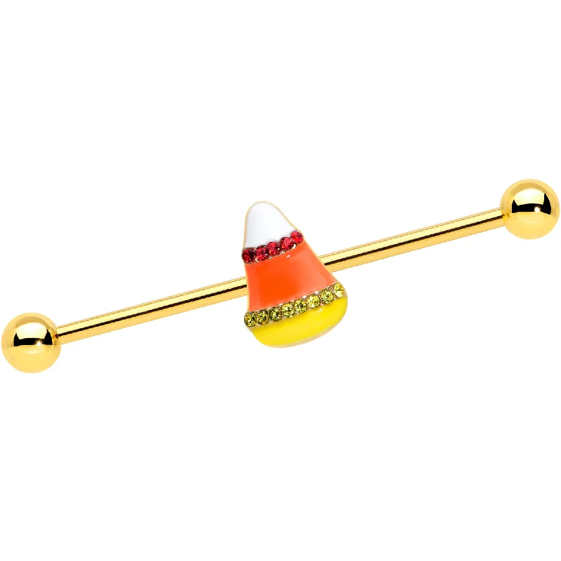 Women's Earrings – Elegant Designs for Every Personality--14 Gauge Gold Tone Candy Corn Halloween Industrial Barbell 38mm Women's Earrings – Elegant Designs for Every Personality--14 Gauge Gold Tone Candy Corn Halloween Industrial Barbell 38mm