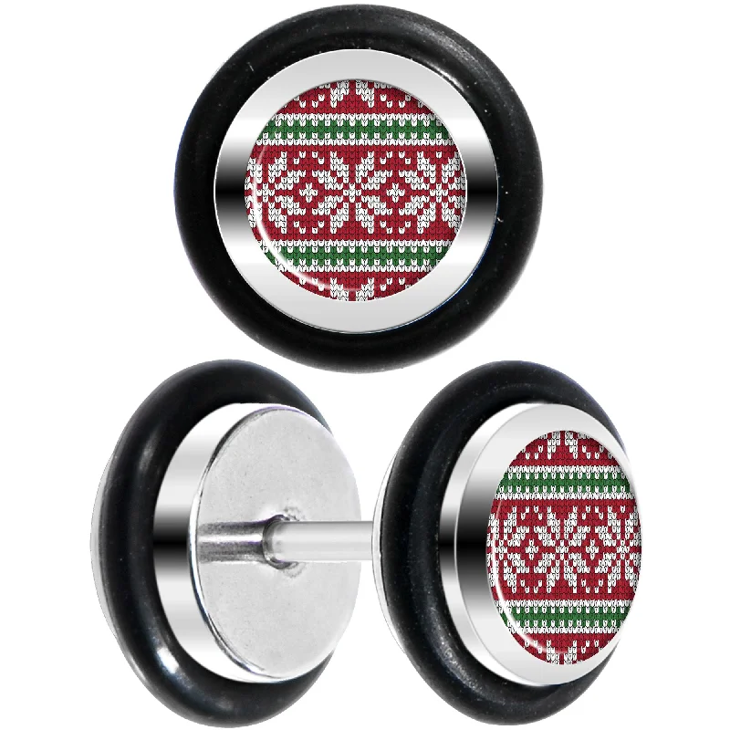 Women's Earrings – Elegant Designs for Every Personality--Red Green Christmas Sweater Cheater Plug Set Women's Earrings – Elegant Designs for Every Personality--Red Green Christmas Sweater Cheater Plug Set