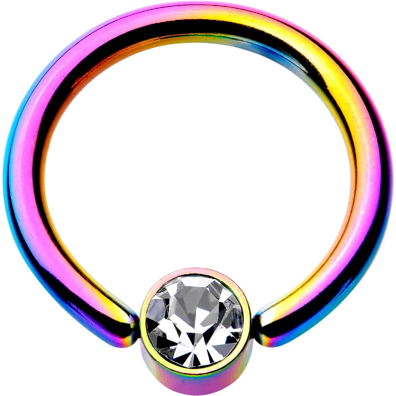 Lip Rings for Simple Piercings14 Gauge 3/8 Clear Gem 4mm Disc Rainbow IP BCR Captive Ring Lip Rings for Simple Piercings14 Gauge 3/8 Clear Gem 4mm Disc Rainbow IP BCR Captive Ring