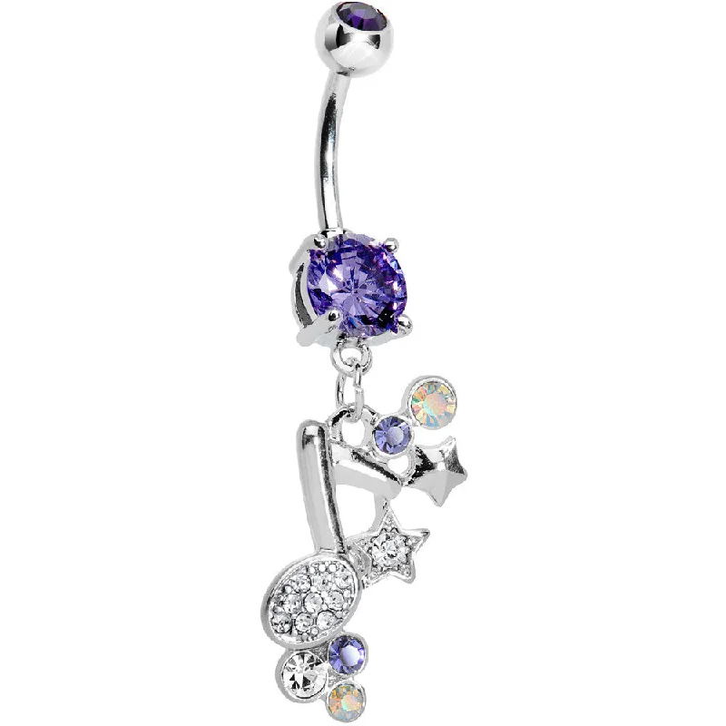 Beautiful Belly Rings with Dazzling Shine -Tanzanite Bling Rock star Music Note Belly Button Ring Beautiful Belly Rings with Dazzling Shine -Tanzanite Bling Rock star Music Note Belly Button Ring