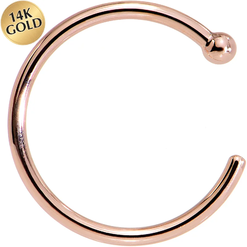 Cute Nose Rings -18 Gauge 3/8 14kt Solid Rose Gold Nose Hoop