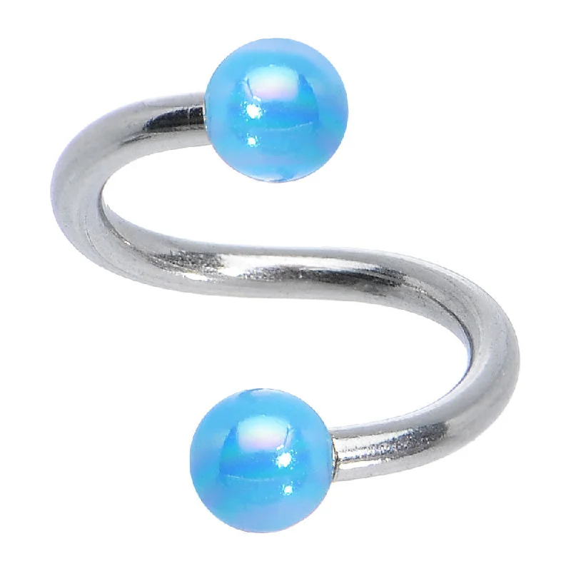 Women's Earrings – Elegant Designs for Every Personality--16 Gauge 5/16 Iridescent Light Blue Acrylic Ball Spiral Twister Ring Women's Earrings – Elegant Designs for Every Personality--16 Gauge 5/16 Iridescent Light Blue Acrylic Ball Spiral Twister Ring