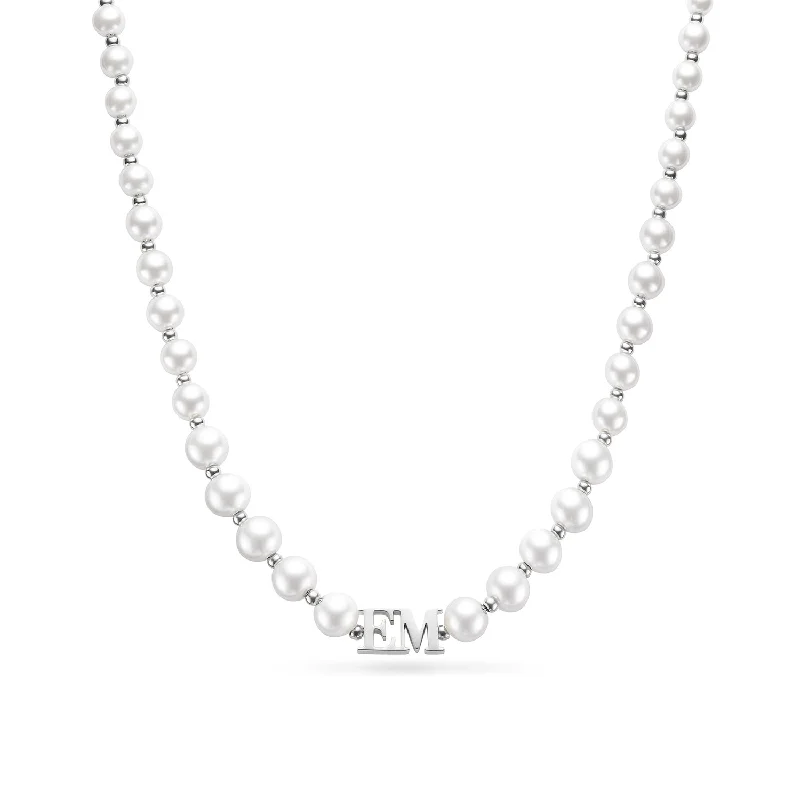 Shop Classic Women's Necklaces & Pendants with a Modern Twist-Lunar Pearl Initial Choker (Silver) Shop Classic Women's Necklaces & Pendants with a Modern Twist-Lunar Pearl Initial Choker (Silver)