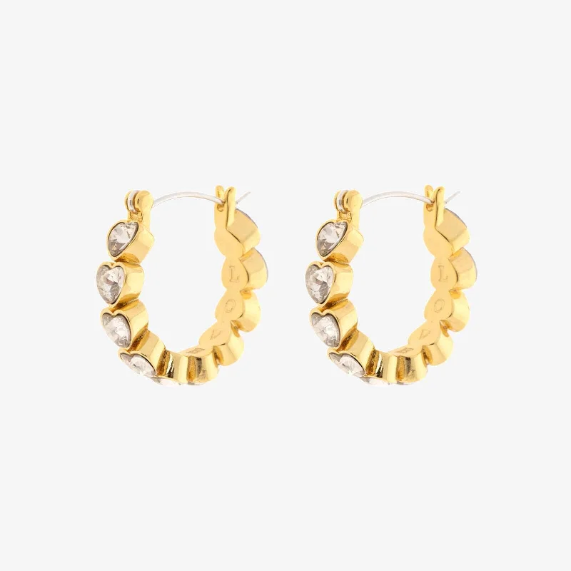 Women's Earrings – Elegant Designs for Every Personality--Stone Heart Hoop Earrings