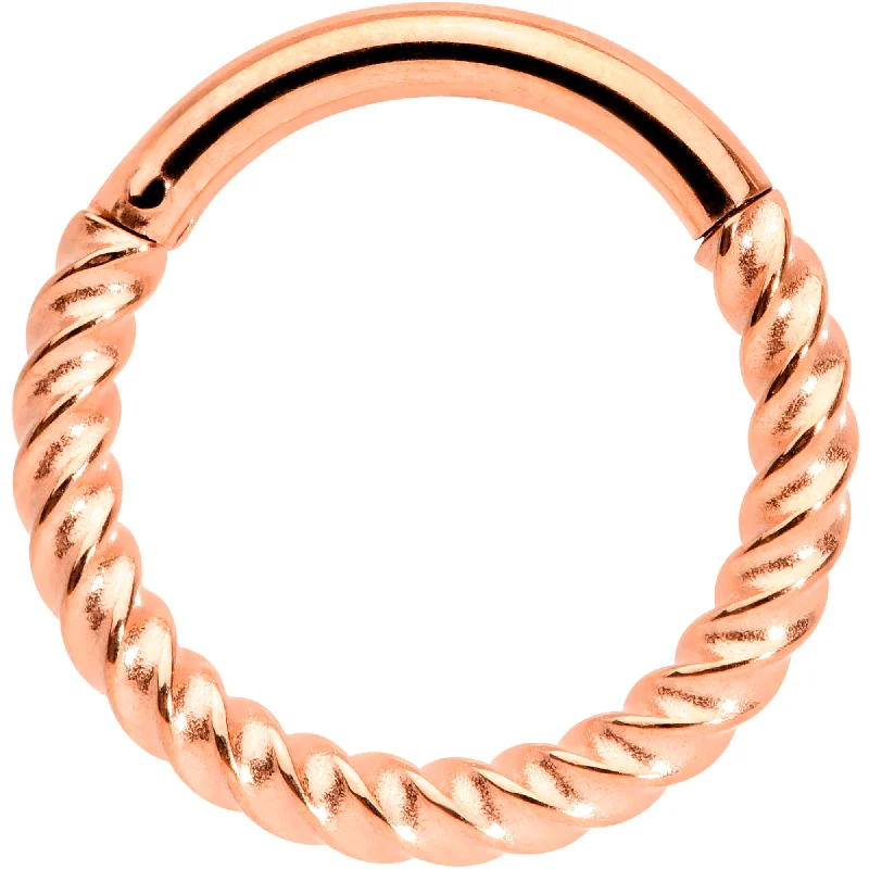 Custom Lip Rings with Unique Designs14 Gauge 3/8 Rose Gold Tone Twisted Elegance Septum Clicker