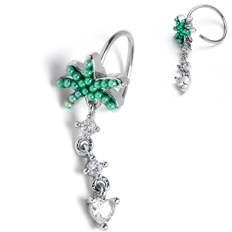 Women's Earrings – Elegant Designs for Every Personality--20 Gauge 5/16 Tropical Palms Dangle Helix Cartilage Earring