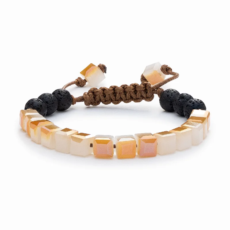 Colorful Gemstone Bangles for Women-Kids Glass Diffuser Bracelet (Peaches & Cream)