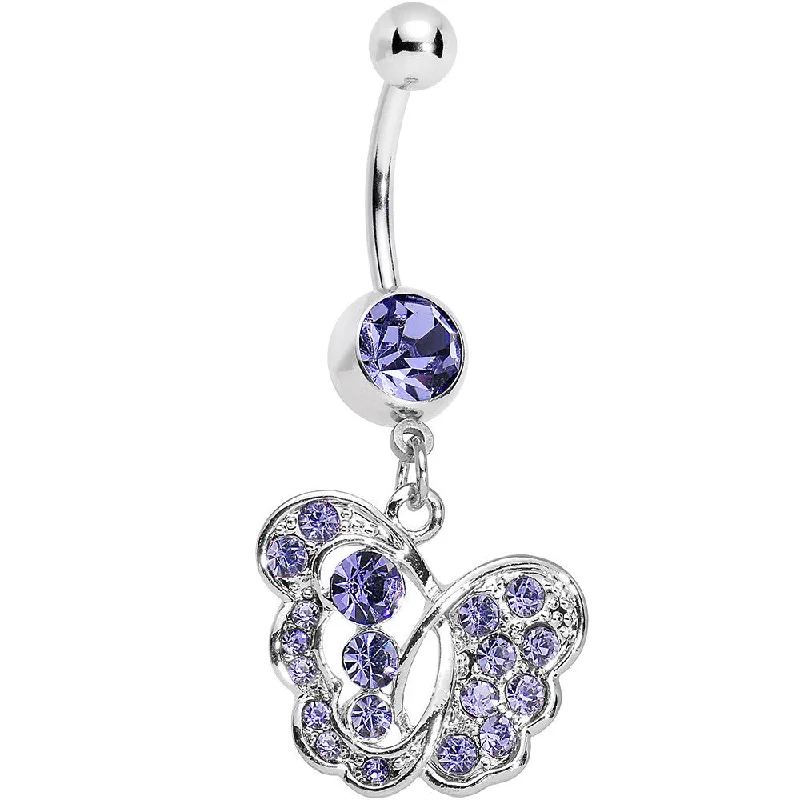 Belly Rings with Star Motif for Fun Fashion -Purple Gem Fancy Butterfly Dangle Belly Ring Belly Rings with Star Motif for Fun Fashion -Purple Gem Fancy Butterfly Dangle Belly Ring