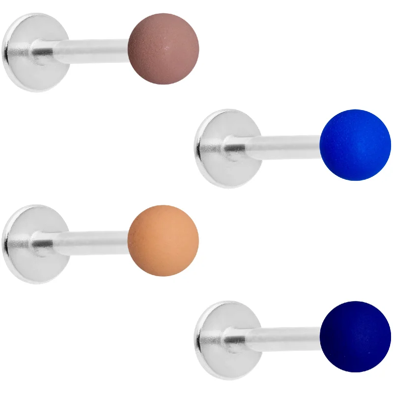 Affordable Lip Rings with Elegant Designs16 Gauge 5/16 Blue Brown Matte Labret Monroe Tragus Set of 4