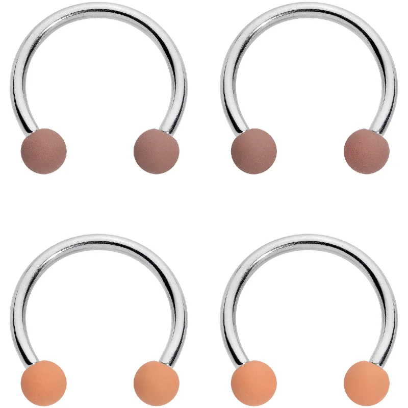 Modern Lip Rings for Trendsetters16 Gauge 3/8 Brown Tan Matte Horseshoe Circular Barbell Set of 4