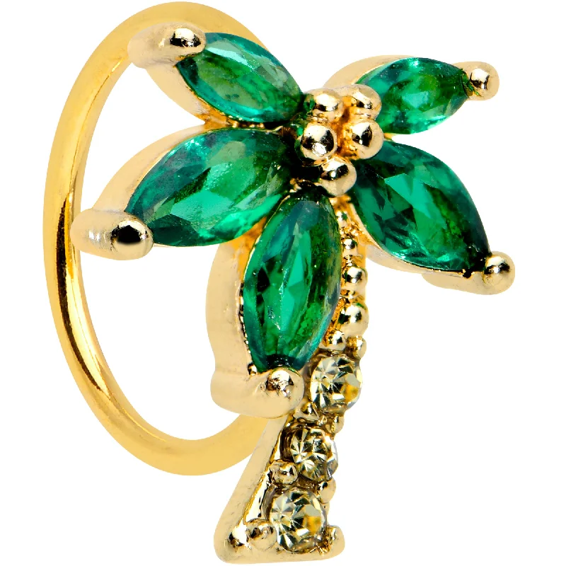 Designer Nose Rings for Luxury -20 Gauge 5/16 Yellow Green Gem Gold Tone Palm Tree Nose Hoop Designer Nose Rings for Luxury -20 Gauge 5/16 Yellow Green Gem Gold Tone Palm Tree Nose Hoop