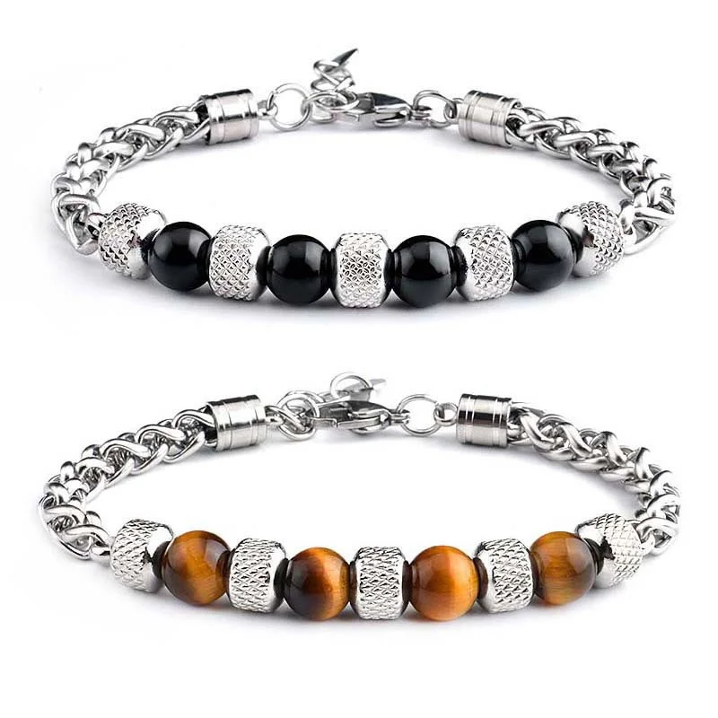 Men's Bracelets for Trendy Fashion Statements-Buddha Stones Black Onyx Tiger Eye Bead Courage Bracelet Men's Bracelets for Trendy Fashion Statements-Buddha Stones Black Onyx Tiger Eye Bead Courage Bracelet