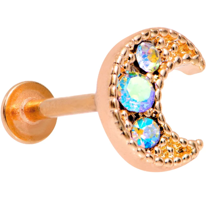 Women's Earrings – Elegant Designs for Every Personality--Auora Gem Rose Gold Tone Crescent Moon Cartilage Tragus Earring