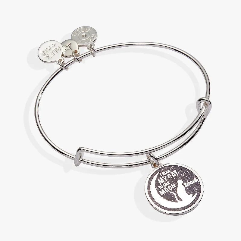 Personalized Cuff Bangles for Women-'Love My Cat to the Moon and Back' Bangle