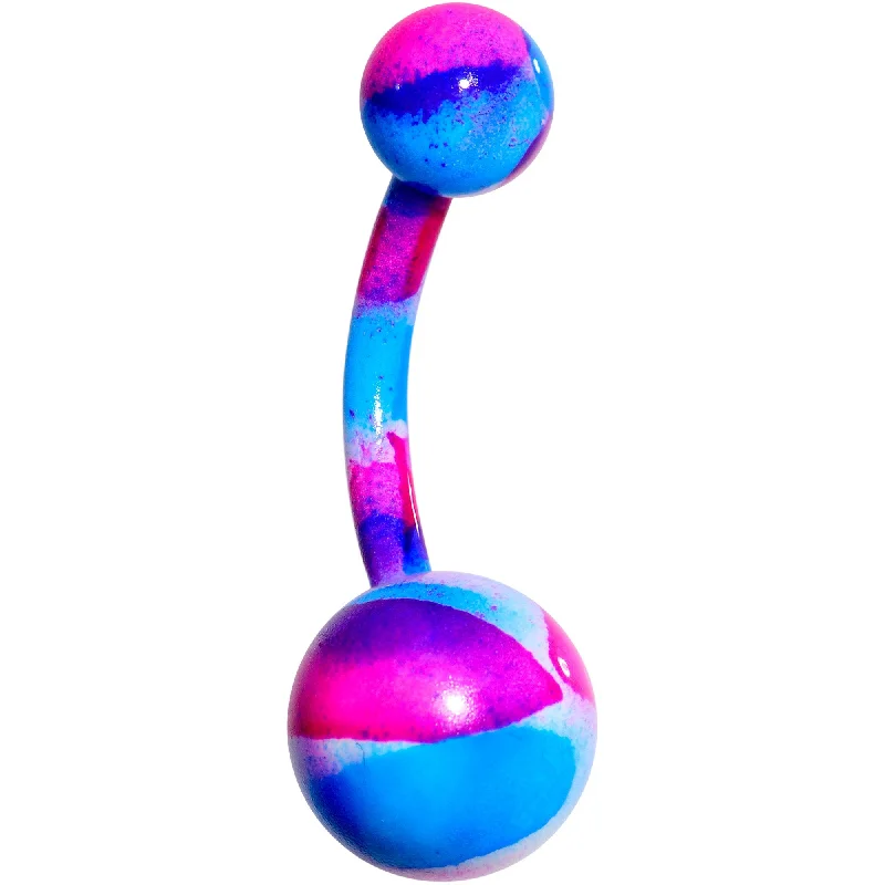 Unique Belly Rings with Creative Designs -Blue Purple Cool Camouflage Belly Ring