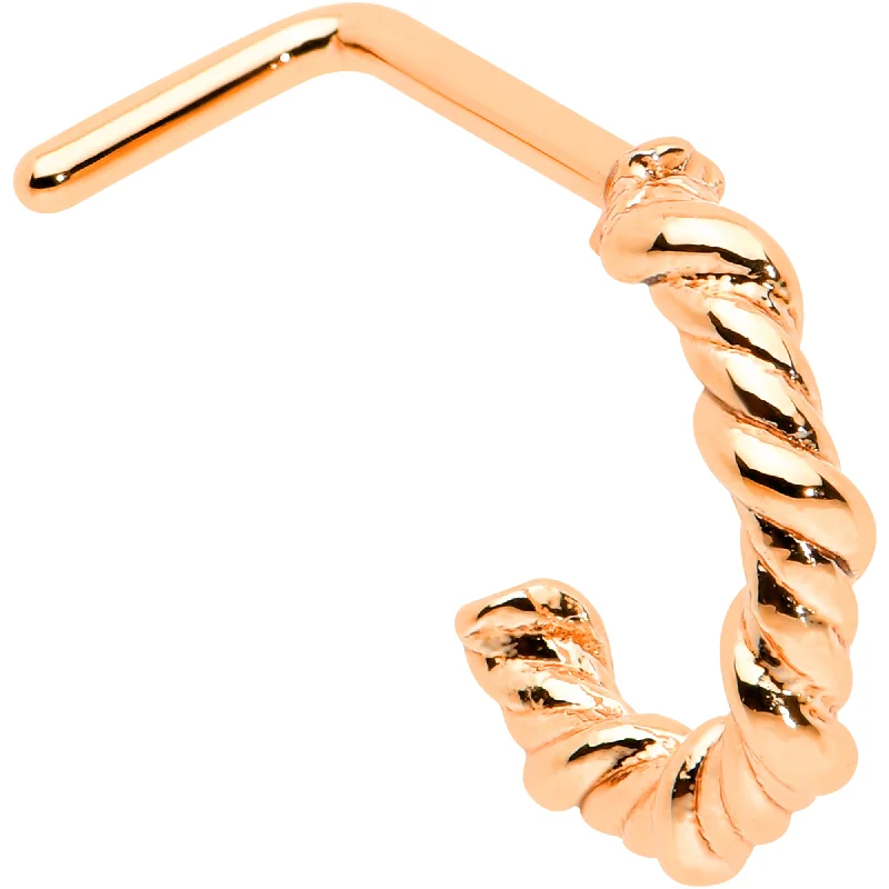 Nose Rings for Teenagers -20 Gauge 1/4 Rose Gold Tone Wicked Wire Faux Hoop L Shape Nose Ring Nose Rings for Teenagers -20 Gauge 1/4 Rose Gold Tone Wicked Wire Faux Hoop L Shape Nose Ring