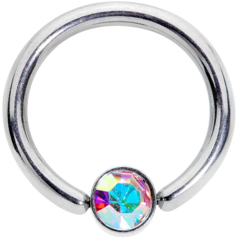 Gold-Plated Lip Rings14 Gauge 3/8 Aurora Gem 4mm Disc BCR Captive Bead Ring