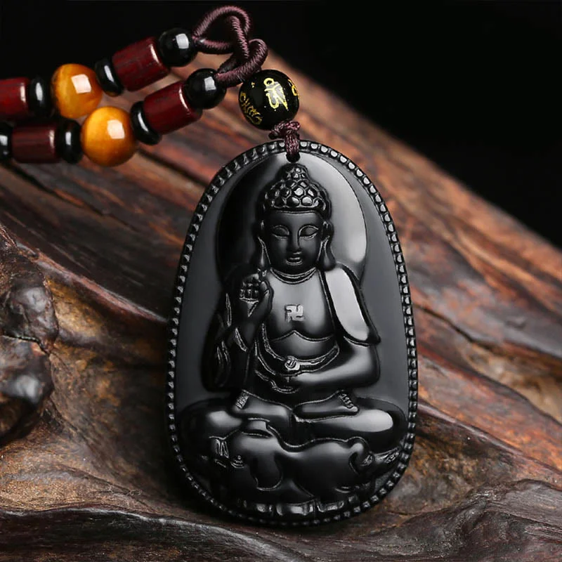 Shop Classic Women's Necklaces & Pendants with a Modern Twist-Buddha Stones Chinese Zodiac Natal Buddha Natural Black Obsidian Purification Necklace Pendant Shop Classic Women's Necklaces & Pendants with a Modern Twist-Buddha Stones Chinese Zodiac Natal Buddha Natural Black Obsidian Purification Necklace Pendant