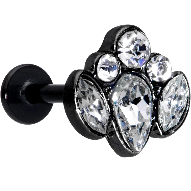 Beautifully Crafted Lip Rings16 Gauge 5/16 Clear Gem Black Cluster Labret Monroe Tragus Beautifully Crafted Lip Rings16 Gauge 5/16 Clear Gem Black Cluster Labret Monroe Tragus